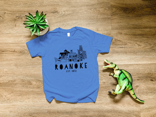 Roanoke, Virginia | Va, Kids Tri-Blend T-Shirt, Boy's Tee, Comfortable Funny Gift, Shirts With Sayings, Blue Or Gray