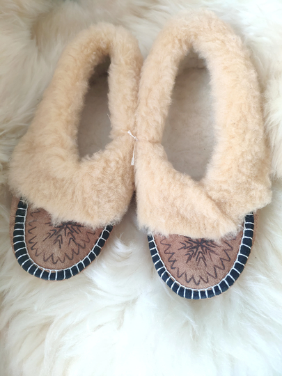 Sheepskin Slippers, Warm Moccasins For Her, Slippers Christmas Gift Women, Shearling Polish