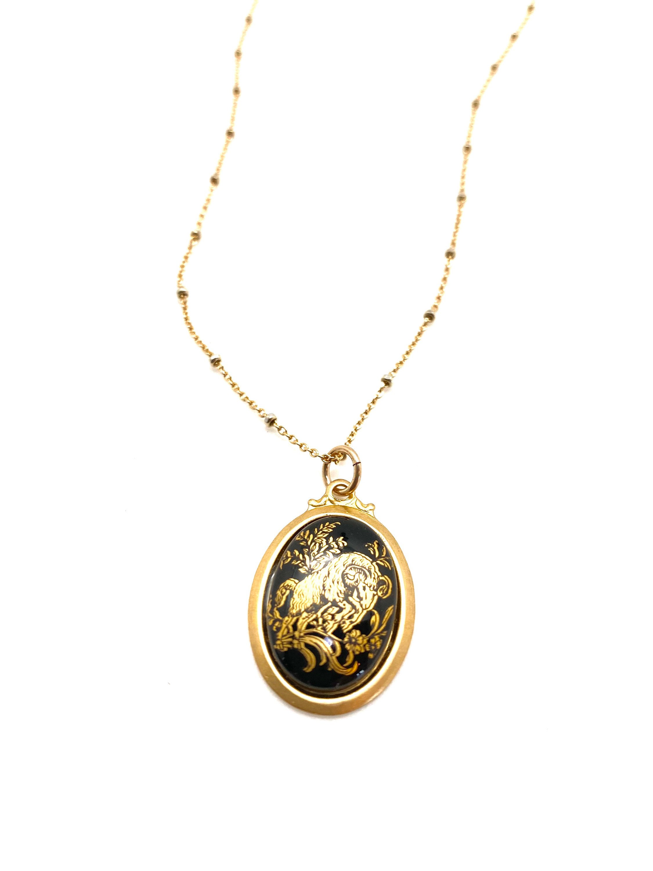 Amazing Vintage Aires Charm 1970's, 14K Gold Filled Satellite Chain Rare Necklace, Ram, Deadstock, Birthday Gift
