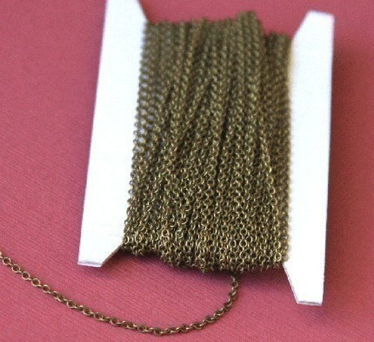 Antiqued Brass Round Cable Chain 2x2.5mm 100Ft, Brass Bulk Chain