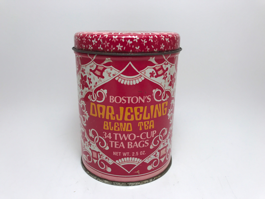 Cute Boston's Darjeeling Blend Tea Tin Vintage Storage Container Metal Flower Power Usa