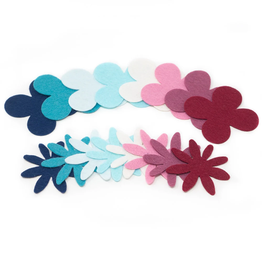 36 Julia Wool Blend Felt Die Cut Applique Flowers - Ombre Colors