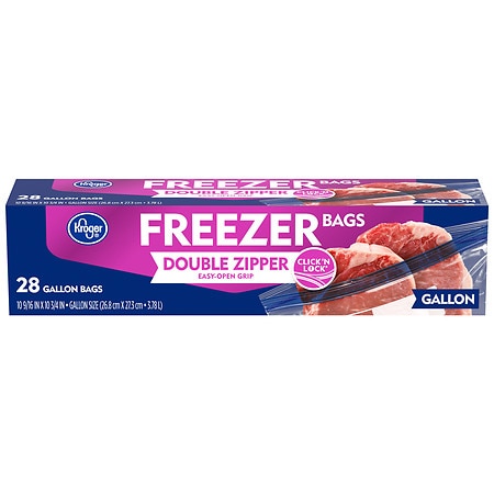 Kroger Double Zipper Gallon Size Freezer Bags - 28.0 ea