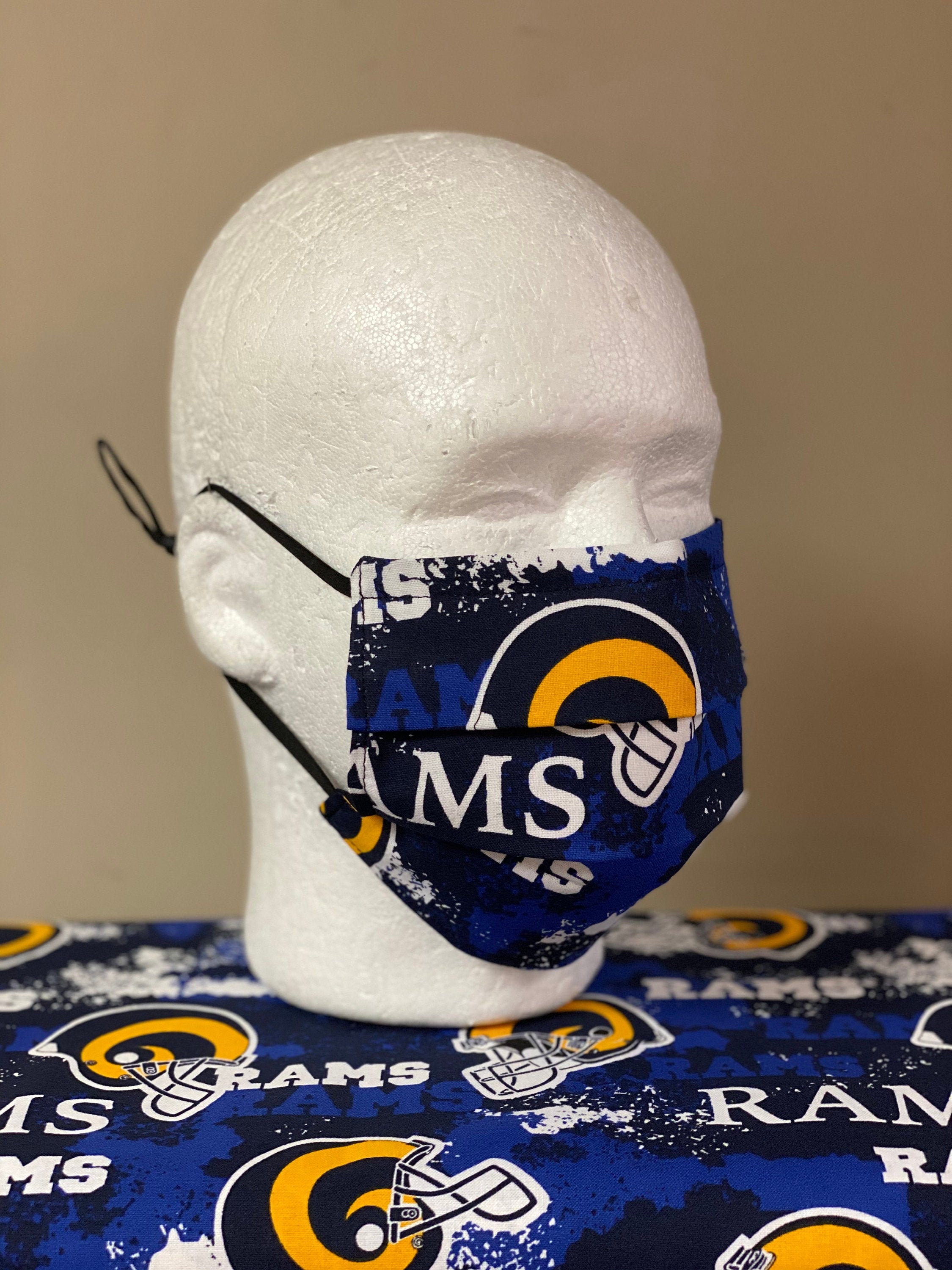 Rams Face Mask With Nose Wire | Elastic Adjustable Bead Washable Adults Facemask Kids Face Mask 3 Layers