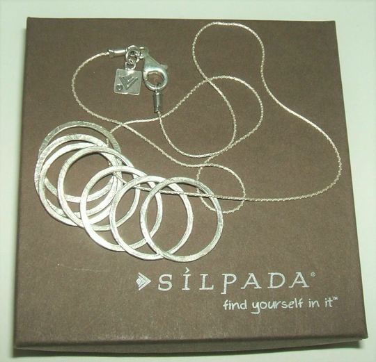 Silpada 925 Sterling Silver Five Textured Ring Pendants Necklace N1534 Htf