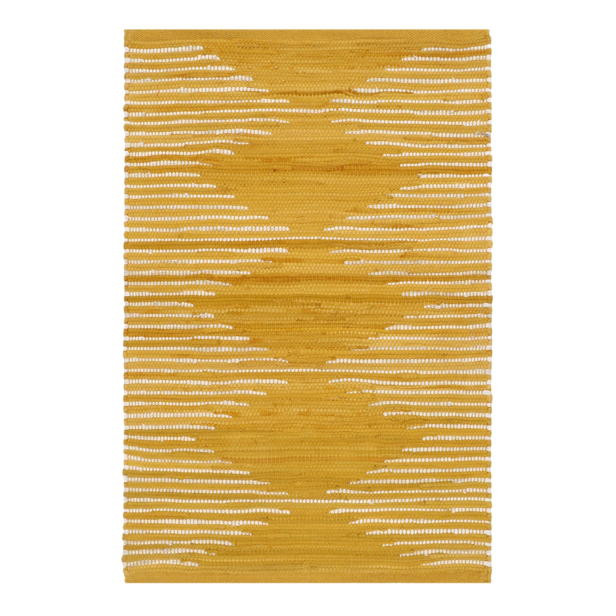 Gold Diamond Chindi Area Rug - Cotton - 2' x 3' by World Market