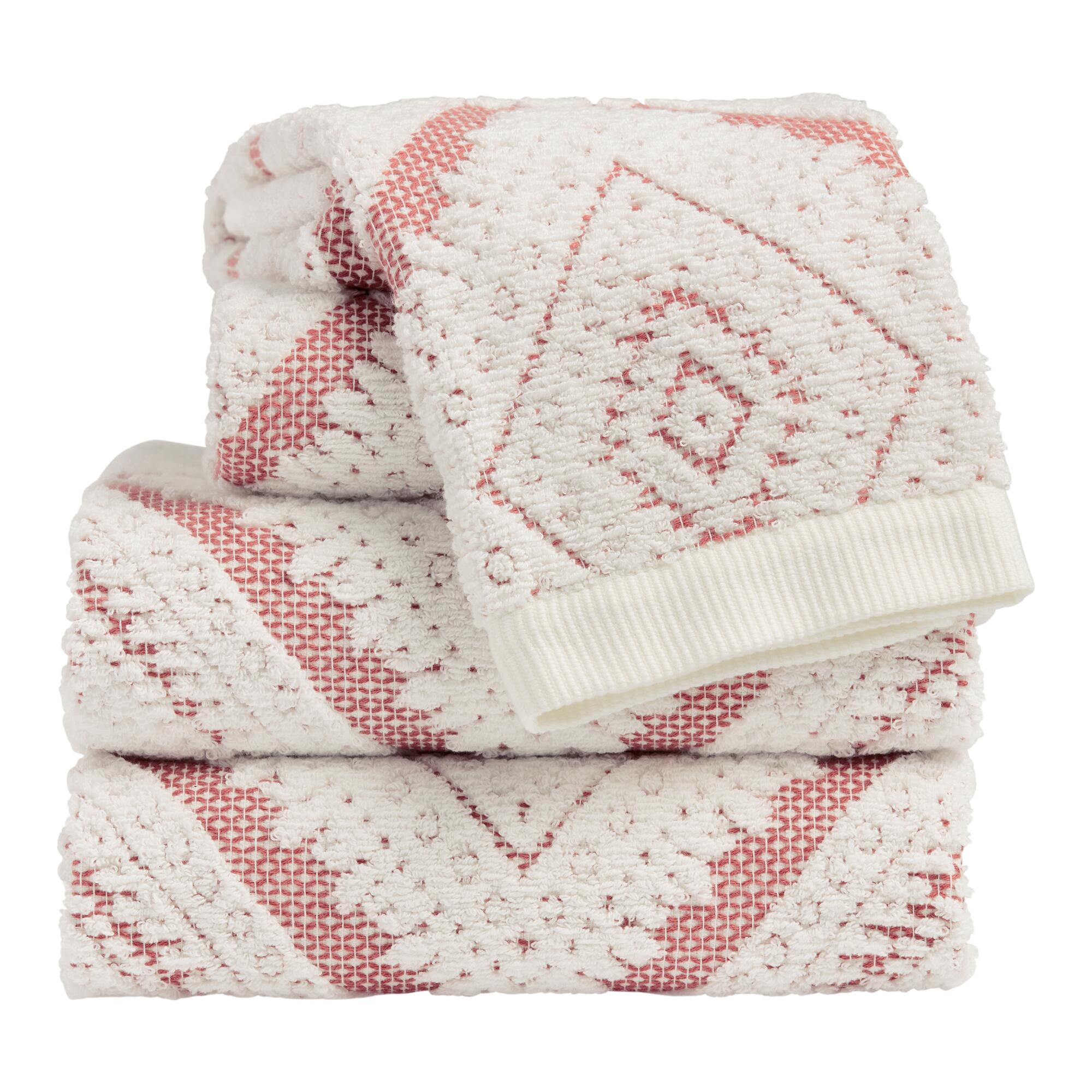 Blush Sculpted Diamond Misha Towel Collection by World Market
