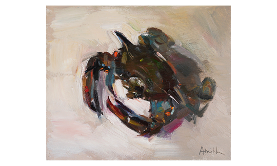 Fine Art Giclee Print - Mediterranean Crab Original Oil Painting Paintings Food Seafood Still Life Fish Fishy Impressionist Kitchen Prints