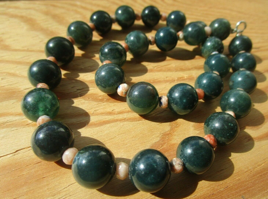 Moss Agate Sunstone Iolite Necklace