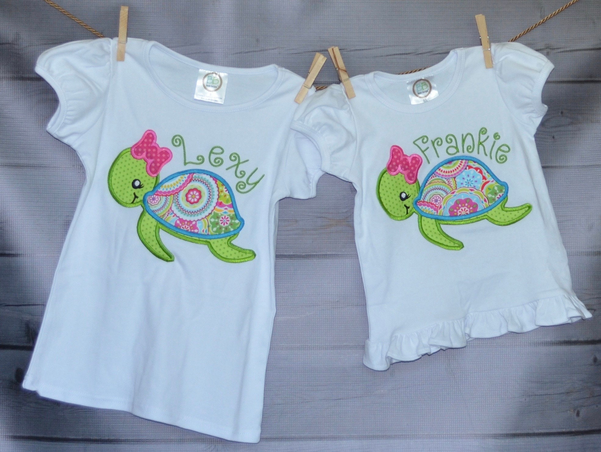 Personalized Sea Turtle Applique Shirt Or Bodysuit Girl Boy Available