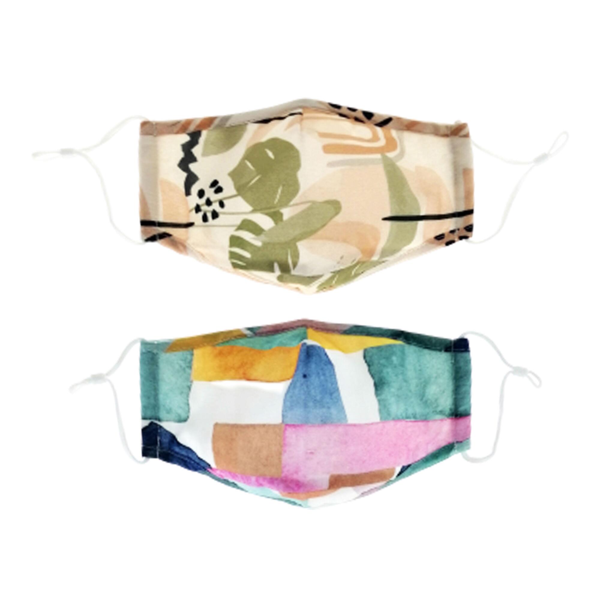 Green Leaf Abstract Triple Layer Cotton Face Masks 2 Pack by World Market