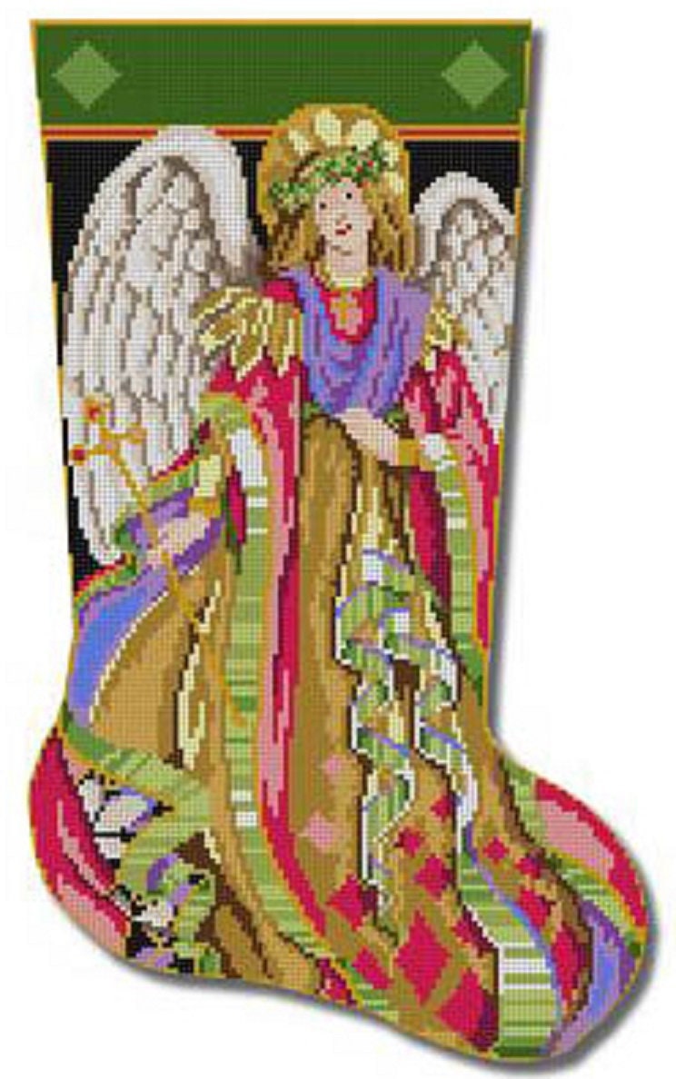 Needlepoint Handpainted Christmas Stocking Cbk Heavenly Angel 15.25 -Free Us Shipping