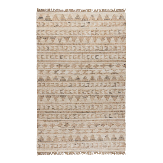 Tan Geometric Stripe Flatweave Jute Rancho Area Rug: Natural - 5' x 8' by World Market