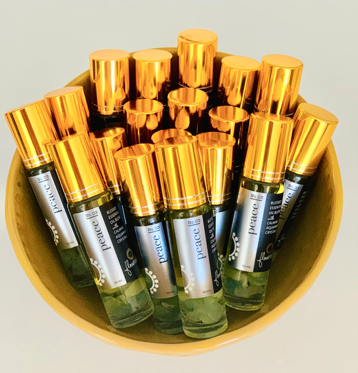 Peace Essential Oil Roller Blend With Calming Aquamarine Crystals/Fragrance Oil For Peace/ Aromatherapy Calm Gift Peace
