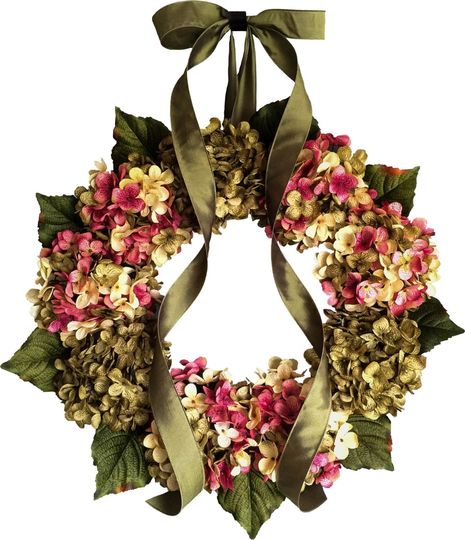 Blended Hydrangea Wreath | Front Door Wreaths Spring Shabby Chic Decor Housewarming Gift Outdoor