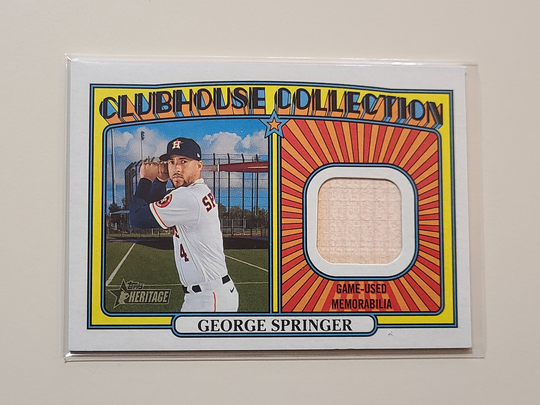 2021 Topps Heritage Clubhouse Collection George Springer Game Used Bat Card Baseball