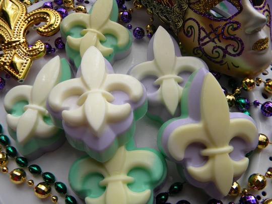 Fleur De Lis Soap Favors Set Of 8/Mardi Gras Gras Gift