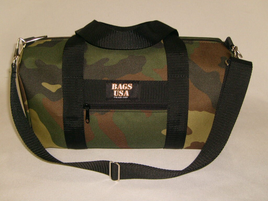 Duffle Bag Medium With Front Zipper Pocket Woodland Camouflage Made in U.s.a