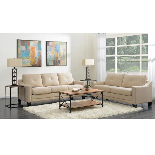 Picket House Furnishings Mauldin Modern Polyester/Polyester Blend Natural Living Room Set in Off-White | UMO0822PC