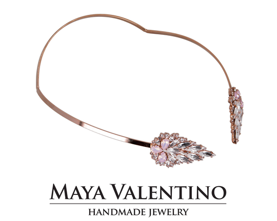 Bridal Tiara Swarovski Crystal Tiara, Rose Gold Wedding Crown Rhinestone