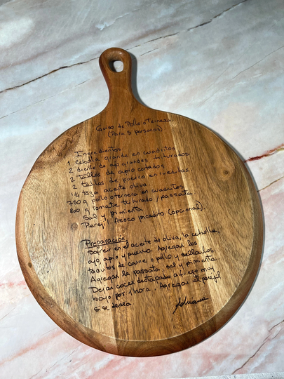 Personalized Wooden Round Custom Recipe Cheese Board, Charcuterie Kitchen Decor, Mother's Day Gift, Digitization