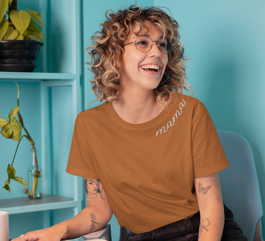 Mama Shirt, Embroidered On Neckline New Mom Gift, Shirt On Collar, Gift For