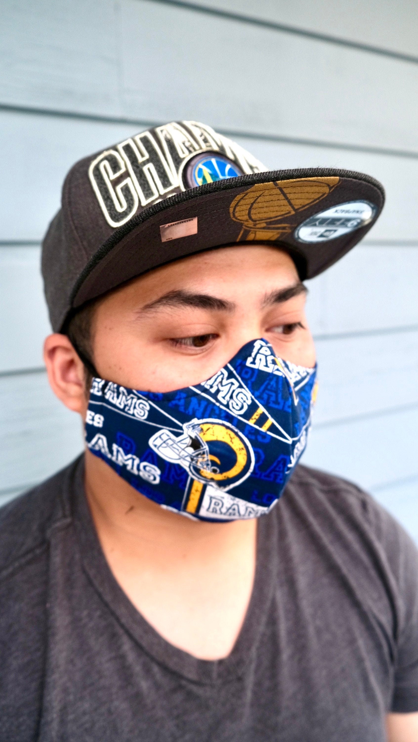 Los Angeles Rams Face Mask With Nose Wire & Polypropylene Filter | Adjustable Ear Loops Washable Reusable Adult Kids Mask