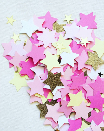 Twinkle Little Star Confetti. Star. First Birthday. Gold & Pink