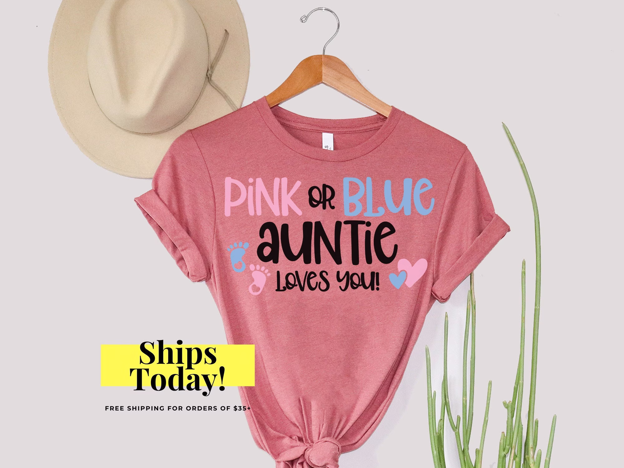 Auntie Gender Reveal Shirts, Party T-Shirt, Shirt For Auntie, Team Boy, Girl, Pink Or Blue Loves You