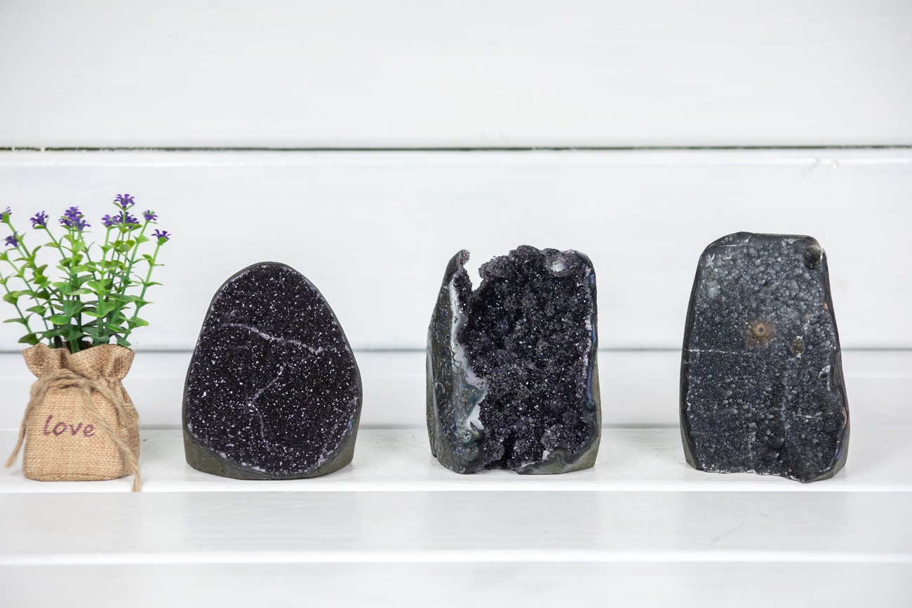 3 Pc Lot, Druzy Cathedral, Standing , Galaxy Quartz, Cut Base, Polished Crystals, Geodes, Wholesale Supplier - Gqlt0031