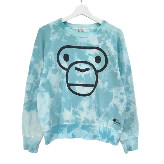 Pick Vintage Custom Bape Milo Sweater Pullover Baby Blue Tie Dye A Bathing Ape Sweatshirt Size S