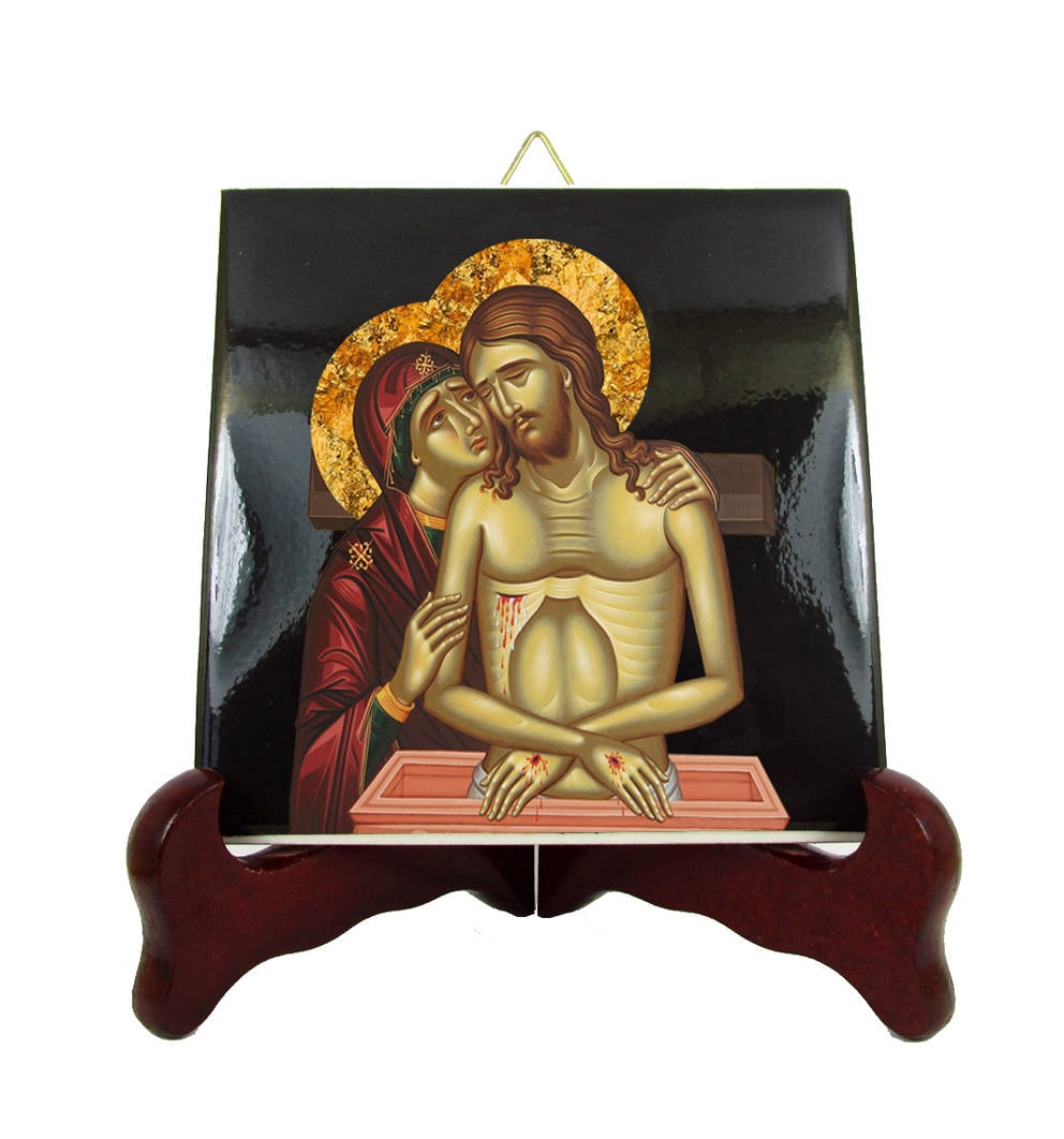 Christian Art - Piety Icon On Ceramic Tile Gifts Inspired By An Orthodox Extreme Humility Christian Jesus