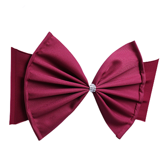 Sash Bow Elastic All Matched Blend Fabric Reception Event Universal Chair Cover Back Tie Wedding Supplies - wine red