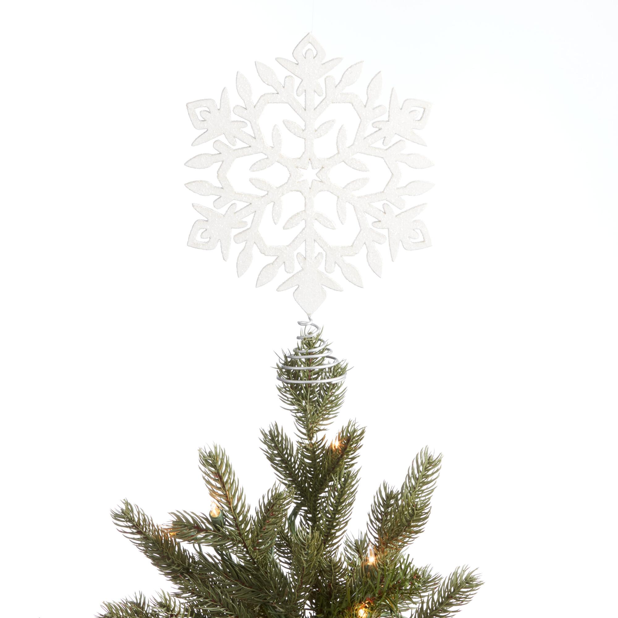 Glittered White Woodcut Snowflake Tree Topper by World Market