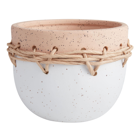 Two Tone Woven Twine Organic Ceramic Vase: Natural by World Market
