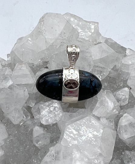 Clearance Larvikite & Smoky Topaz Pendant