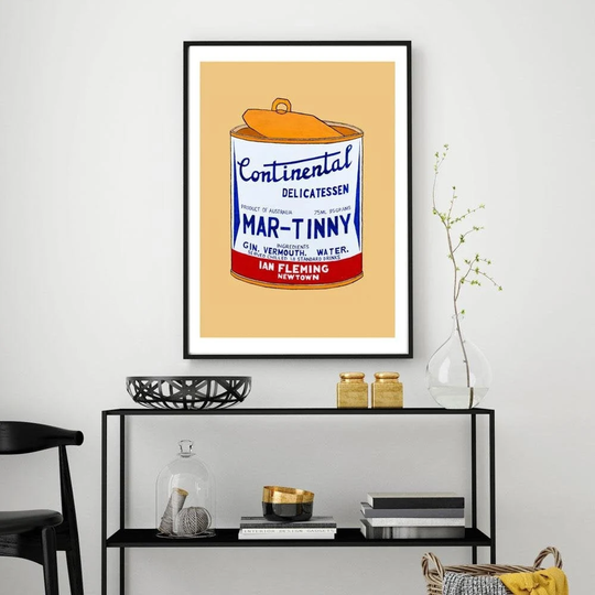 Kitchen Pop Art Print, Andy Warhol Wall Campbell Soup Can Style Framed Still Life Painting Modern Home Decor