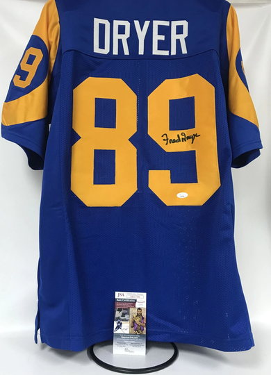 Fred Dryer Signed Autographed Los Angeles Rams Blue Football Jersey - Jsa Coa