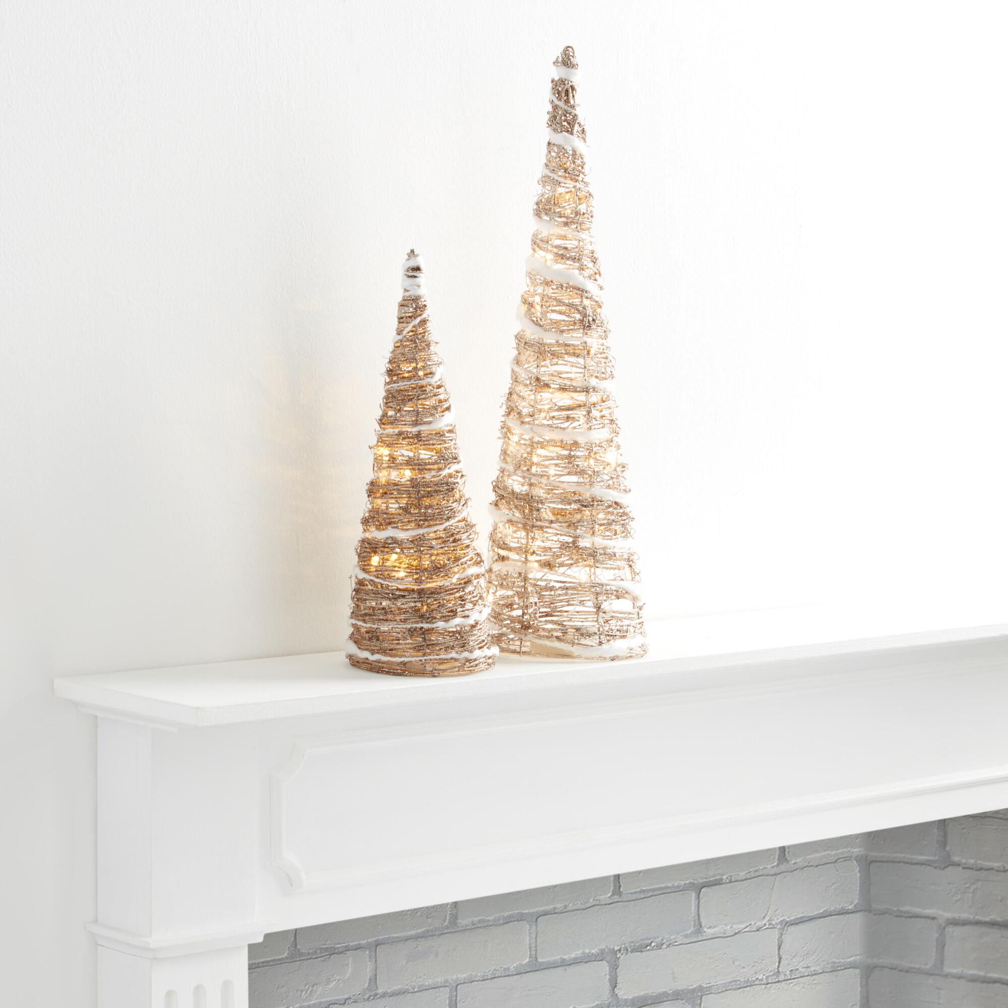 Vine and Fabric LED Light Up Tabletop Tree Decor: Multi - Natural Fiber by World Market
