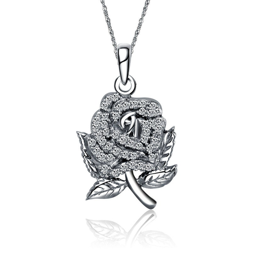 Alpha Gamma Delta Lavalier, Rose Design, Sterling Silver | M006