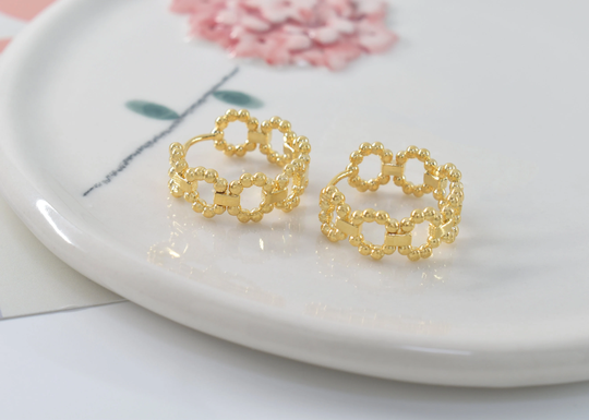 Ear Hoops, Ek-91G, 2Pcs, 16K Shiny Gold Plated Brass, Outer 18mm, 7mm Wide, Nickel Free, Enhanced Plating