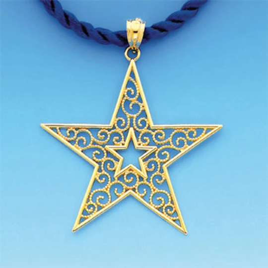 14K Gold Filigree Star Charm