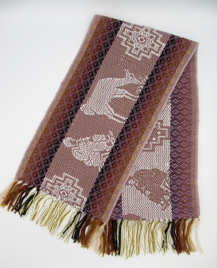 Alpaca Blend Unisex Scarf With Llama & Chakana Design/Peruvian Scarves