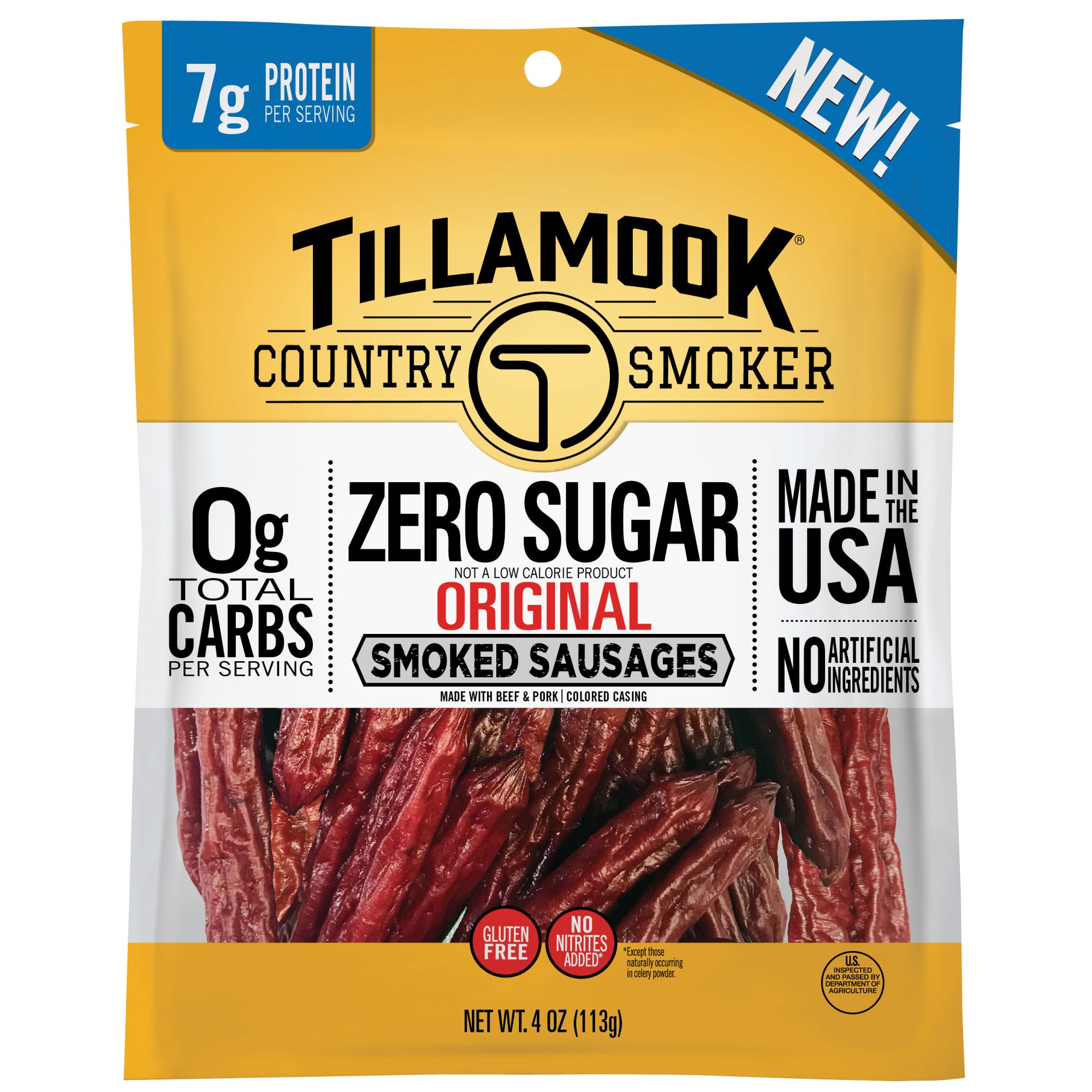 Tillamook Country Smoker Smoked Sausage, Zero Sugar - 4 oz