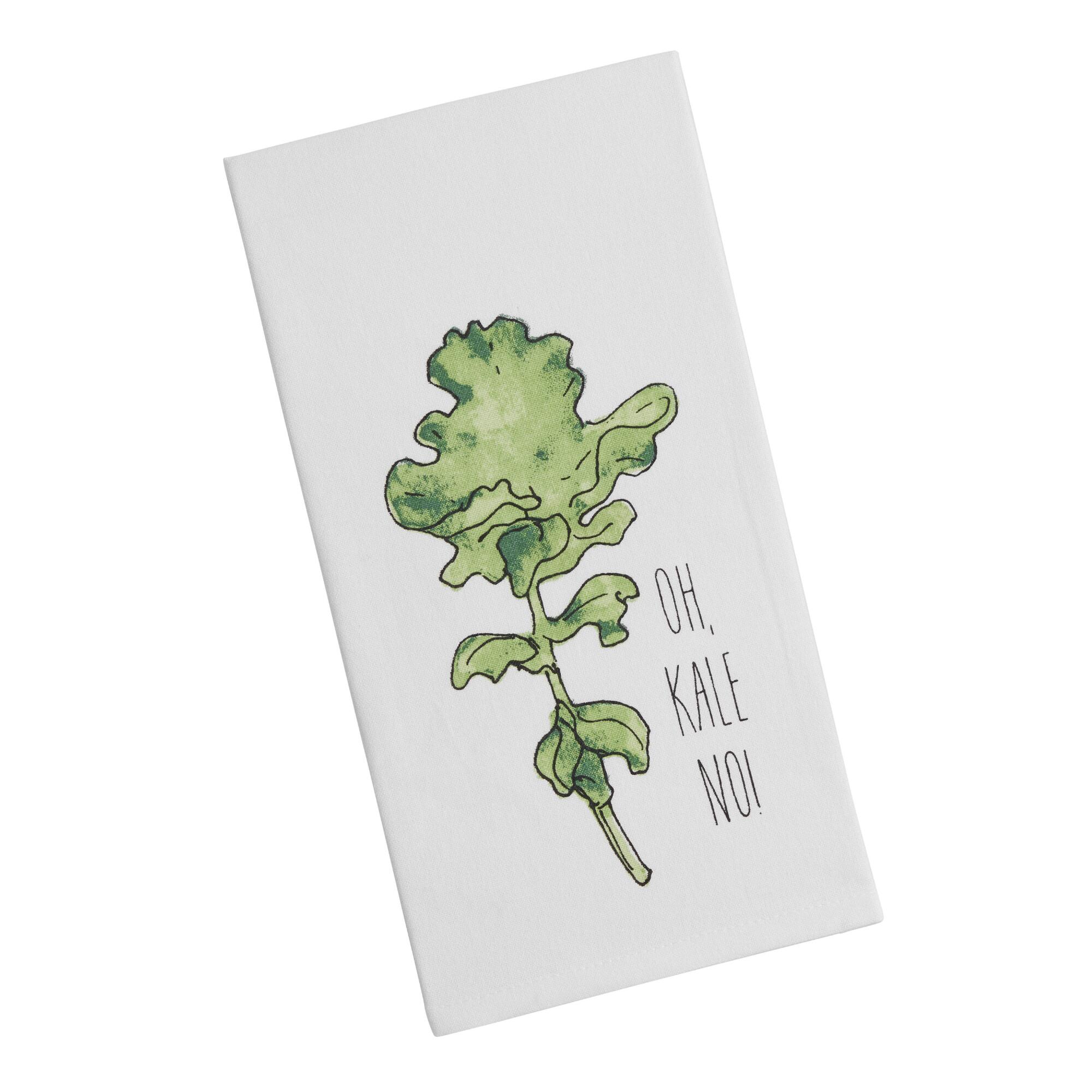 Oh Kale No Kitchen Towel: White - Cotton by World Market