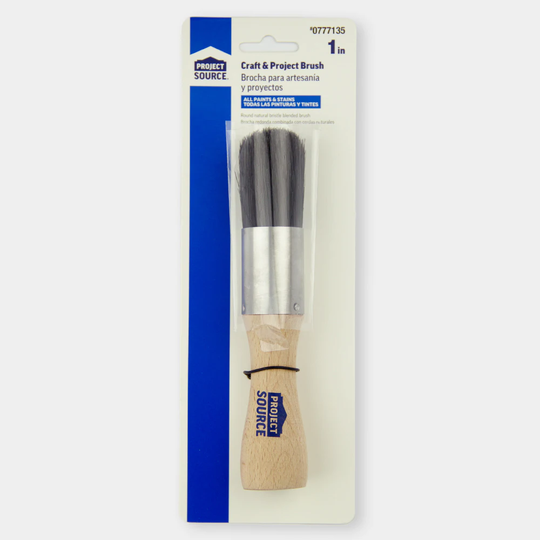 Project Source Black Bristle 1-1/2-in Round Art Brush Natural Bristle- Polyester Blend Paint Brush Stainless Steel | LPS-24