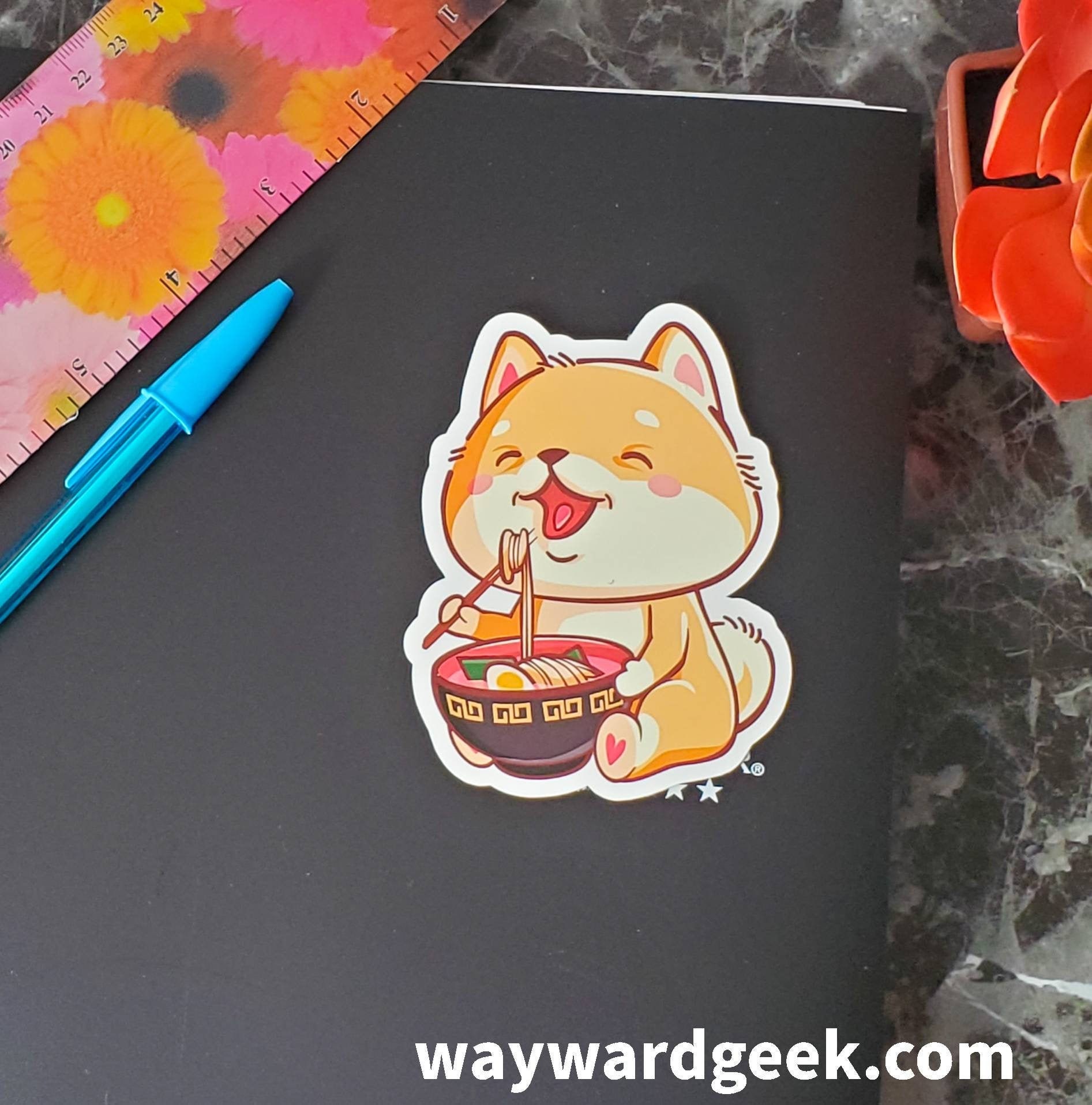 Dog Eats Ramen Vinyl Sticker