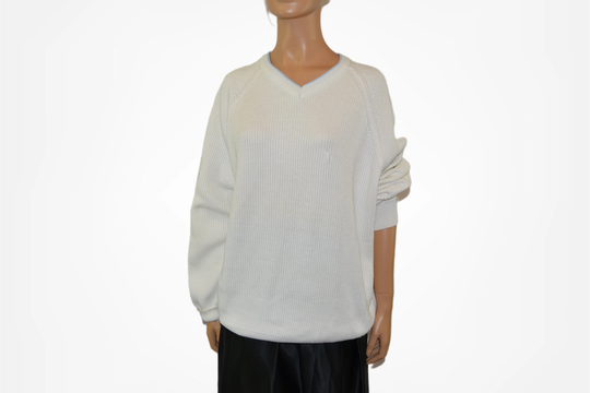 White Cotton Blend Pullover Vintage Sweater