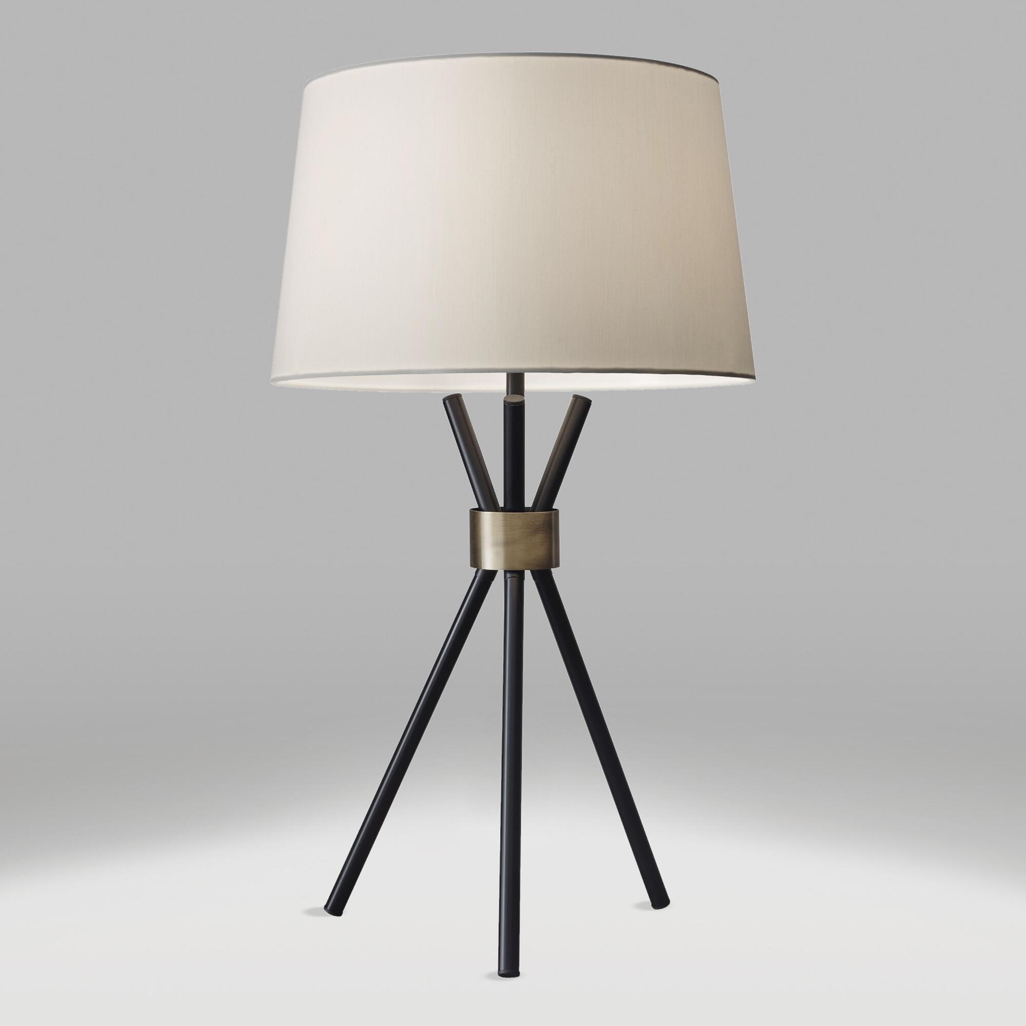 Black and Brass Tripod Kurt Table Lamp: Black/Metallic by World Market