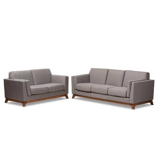 Baxton Studio Sava Modern 5-Piece Polyester/Polyester Blend Gray Living Room Set | 150-8761-8762-LW